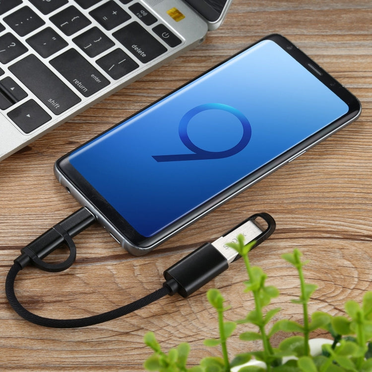 USB 3.0 Female to Micro USB + USB-C / Type-C Male Charging + Transmission OTG Nylon Braided Adapter Cable, Cable Length: 11cm, Micro USB Black, Micro USB Blue, Micro USB Red, Micro USB Silver, Micro USB White