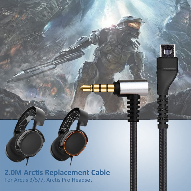 ZS0135 For SteelSeries Arctis 3 / 5 / 7 Earphone Audio Cable, Cable Length: 2m(Black)