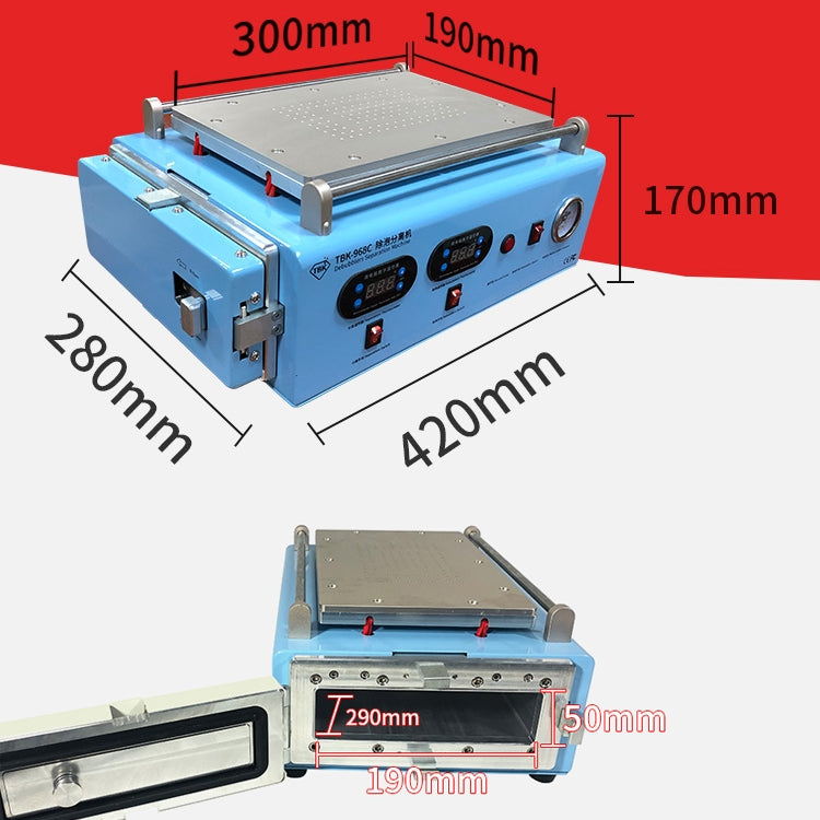 TBK-968C 220V 2 in 1 Vacuum Manual LCD Touch Screen Glass Separator Machine, TBK-968C