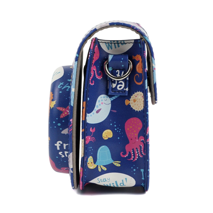 Ocean World Pattern Full Body Camera PU Leather Case Bag with Strap for FUJIFILM instax mini 9 / mini 8+ / mini 8, Ocean World Pattern