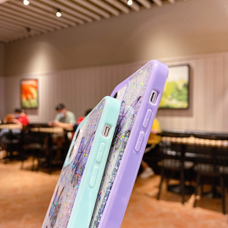 For iPhone 11 Pro Max Color Butterfly Glitter Epoxy TPU Phone Case(Pink)