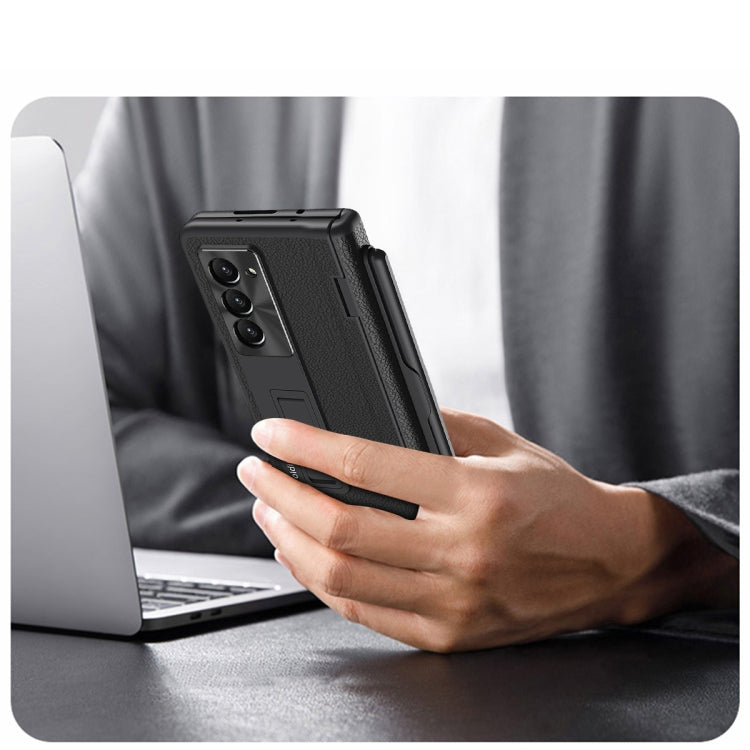 For Samsung Galaxy Z Fold5 5G Integrated Folding Hinge Leather Phone Case, No Pen(Black)