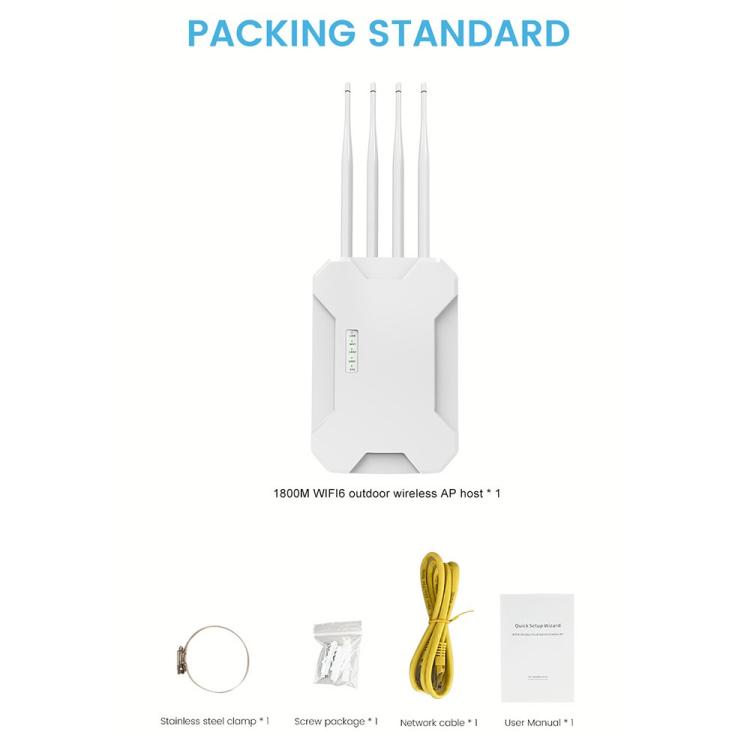 HW1800S WiFi 6 Outdoor Wireless Access Point 1800Mbps Waterproof Dual Band Gigabit Router, US Plug, EU Plug, UK Plug, AU Plug