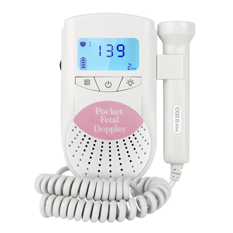 FD-100 Digital Fetal Doppler Ultrasound Sound Baby Heartbeat Detector Monitor LED Digital Prenatal Pocket Fetal Doppler Stethoscope (Pink), FD-100 (Pink)