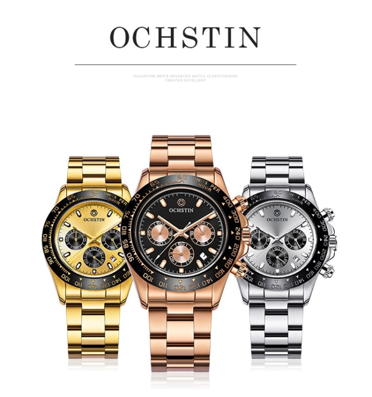 OCHSTIN Augusten 6103B Multi Function Quartz Watch Sports luminous Waterproof Watch Calendar Steel Band Men Watch