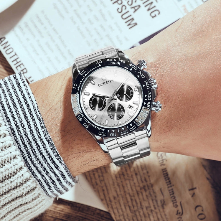 OCHSTIN Augusten 6103B Multi Function Quartz Watch Sports luminous Waterproof Watch Calendar Steel Band Men Watch