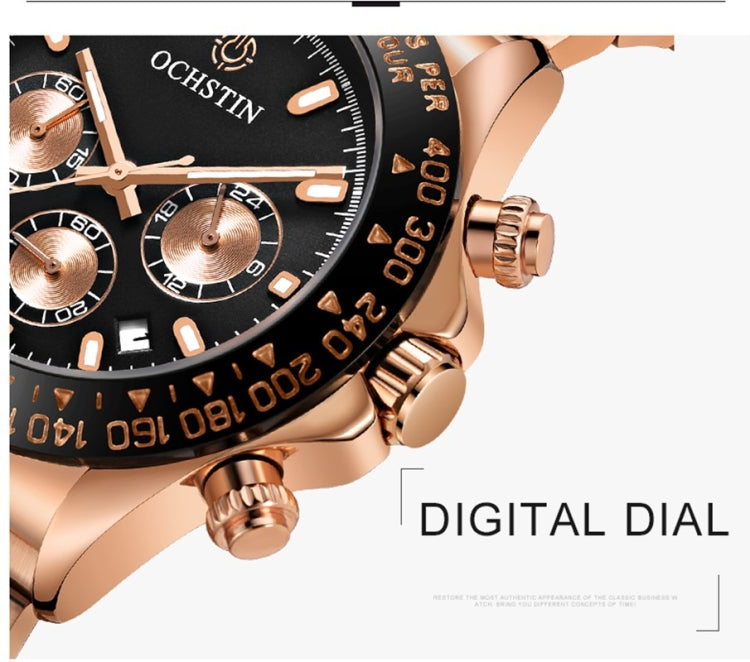 OCHSTIN Augusten 6103B Multi Function Quartz Watch Sports luminous Waterproof Watch Calendar Steel Band Men Watch