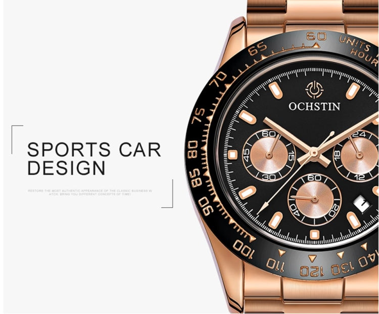 OCHSTIN Augusten 6103B Multi Function Quartz Watch Sports luminous Waterproof Watch Calendar Steel Band Men Watch