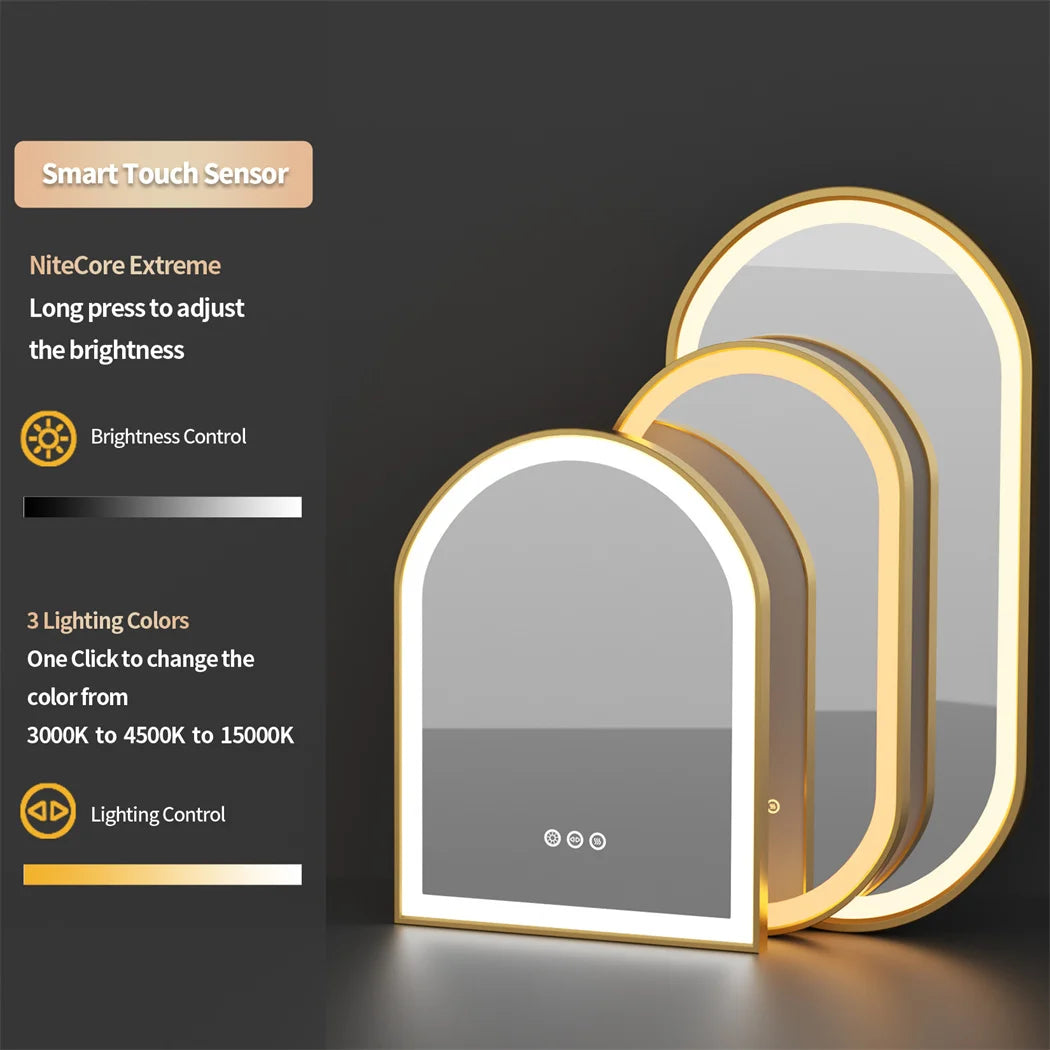 LUVODI Luxury Oval Led Illuminated Bathroom Mirror Gold Aluminum Frame with Demister Pad
