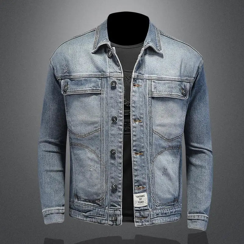 Men’s Classic Denim Jacket – Retro Casual Streetwear Outerwear