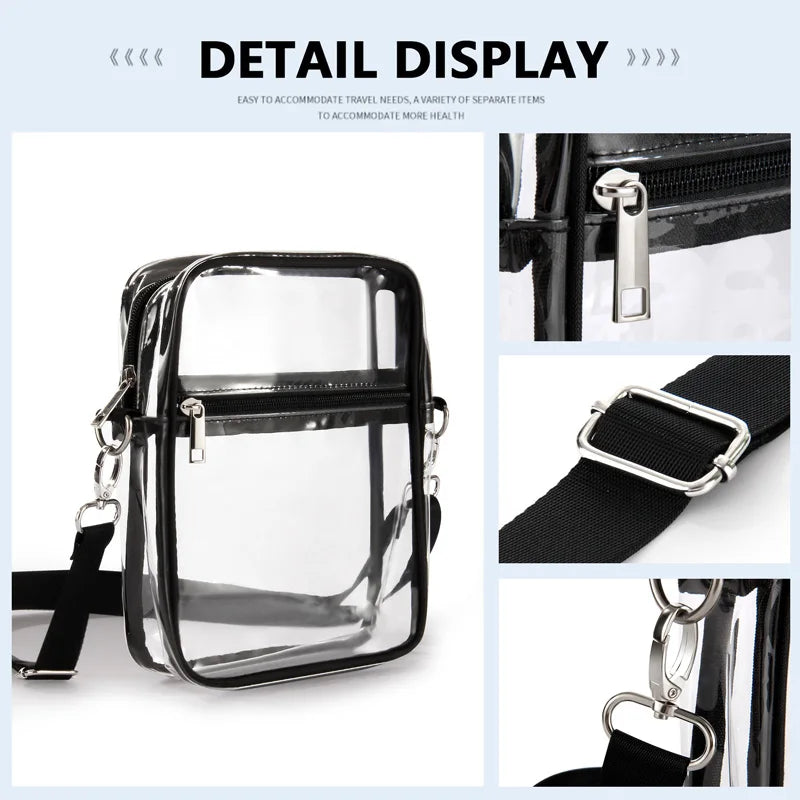 Clear Crossbody Purse Bag,Stadium Approved with Front Pocket for Concerts Sports Festivals Holiday Beach Waterproof Bag