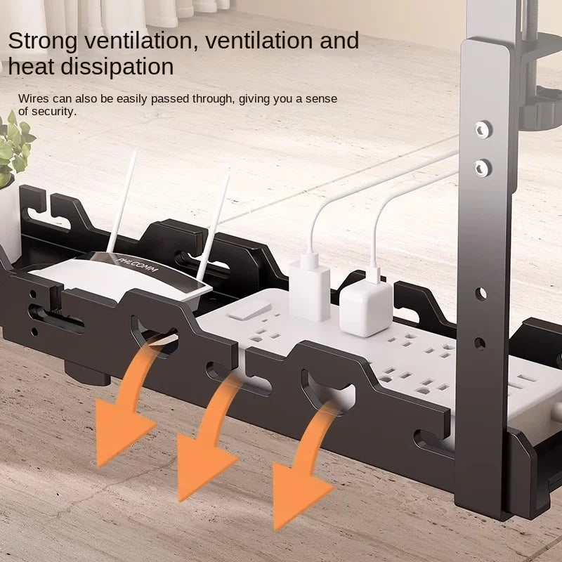 Telescopic Under Desk Cable Management Tray – Metal Under Table Storage Rack for Home Office, Router & Power Strip Organizer
