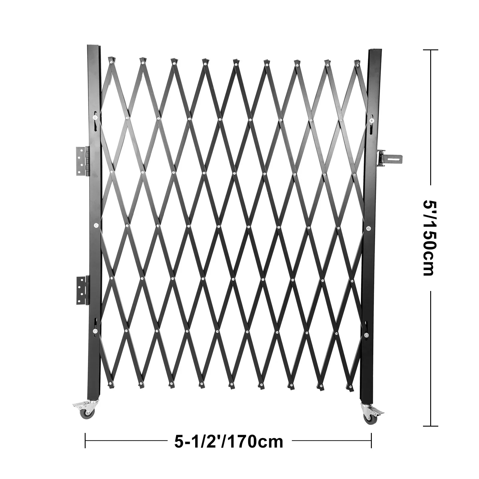 VEVOR Single Folding Security Gate 1.5-2m x 1.22-3.66m Folding Door Gate Steel Accordion Flexible Expanding Security Gate Black