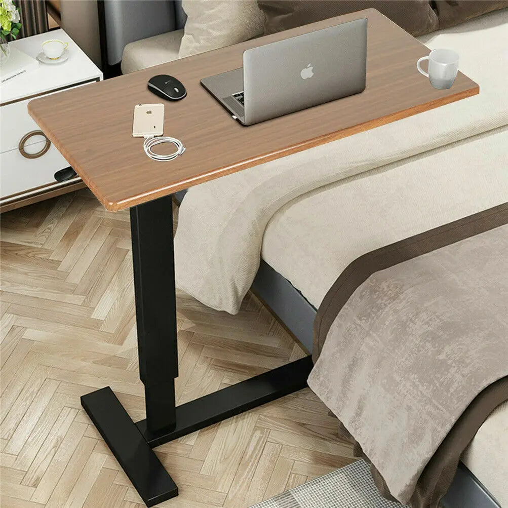 Adjustable Rolling Cart Overbed Bedside Table Laptop Desk Medical Home Bed Food Tray Hospital Bed End Table