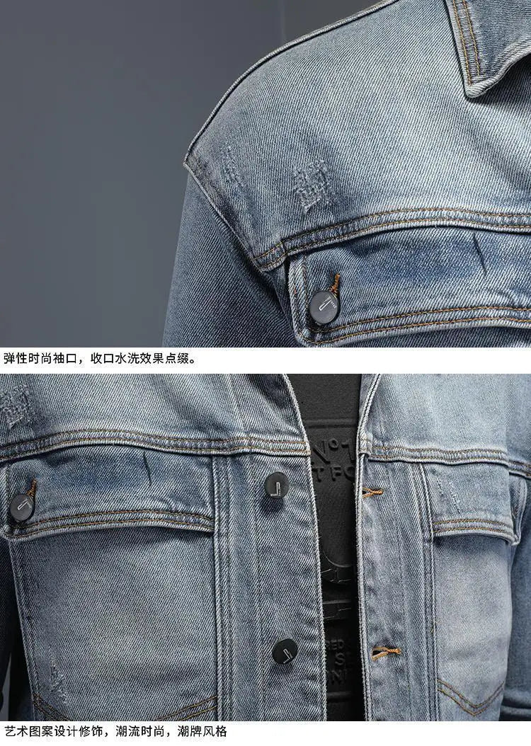 Men’s Classic Denim Jacket – Retro Casual Streetwear Outerwear