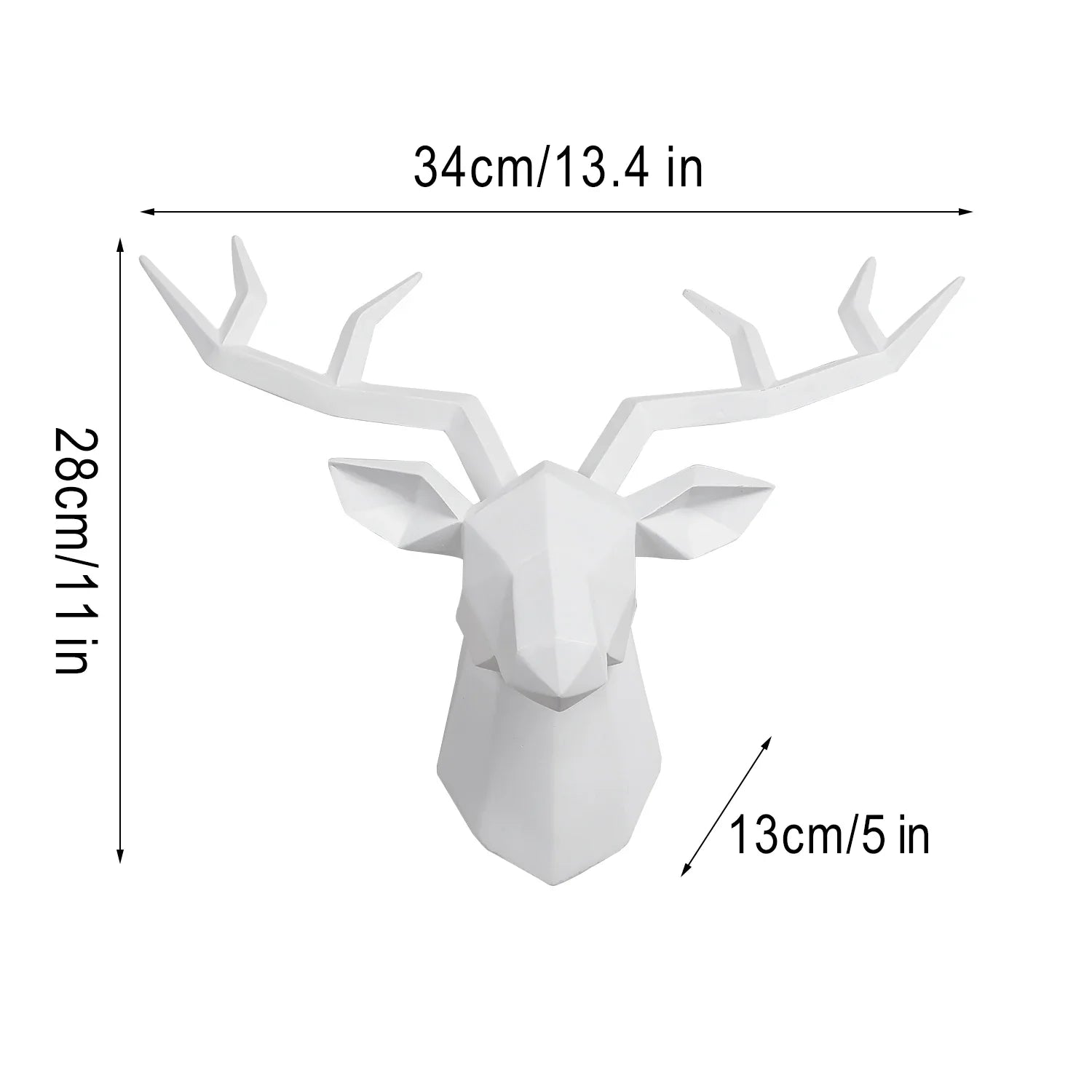 Modern Geometric Deer Head Wall Sculpture – Resin Antler Decor
