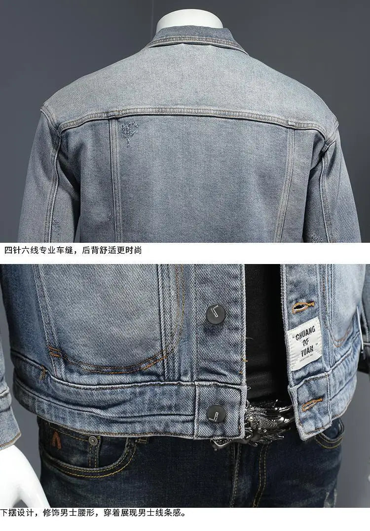 Men’s Classic Denim Jacket – Retro Casual Streetwear Outerwear