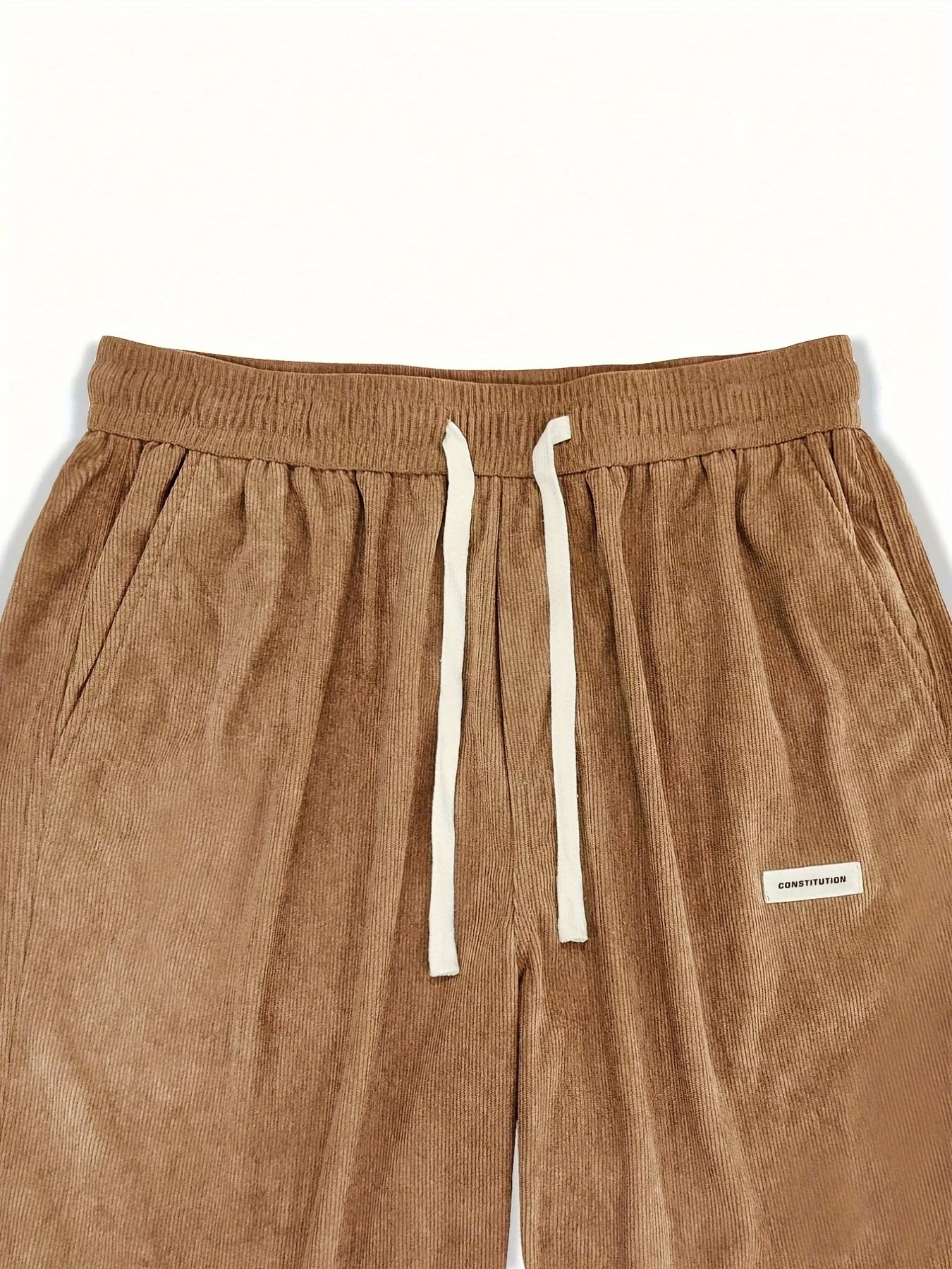 Men’s Corduroy Loose Fit Pants – Elastic Waist Drawstring Casual Trousers