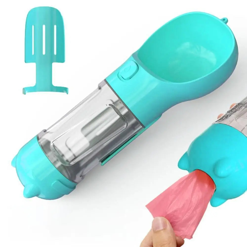 300/500ml Pet Water Food Dispenser 3 in 1 with Trash Bag Box and Shovel Pet Dog Water Bottle Leak Proof Dog Food Feeder
