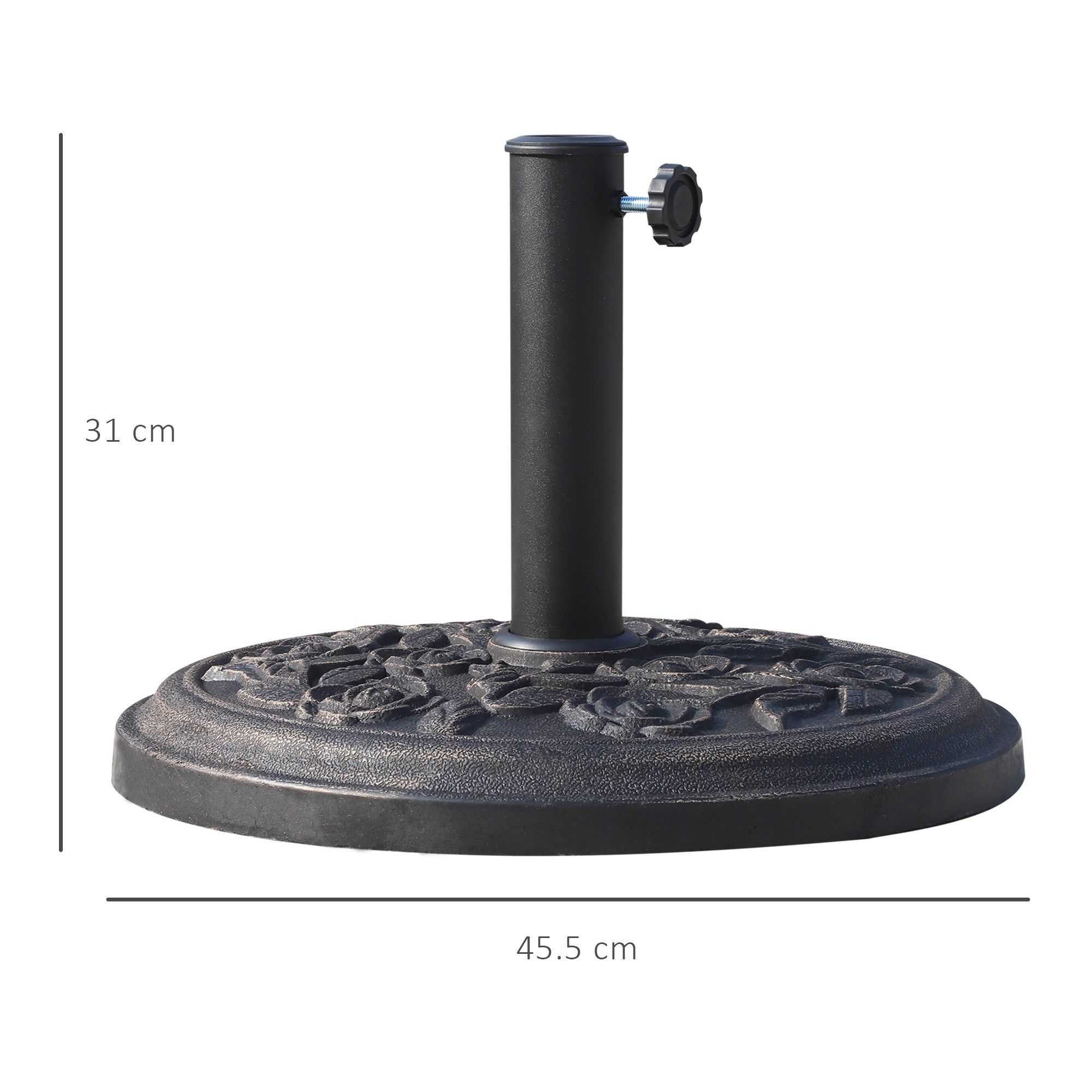 Outsunny 9kg Garden Parasol Base, Round Resin Sun Umbrella Base, Bronze