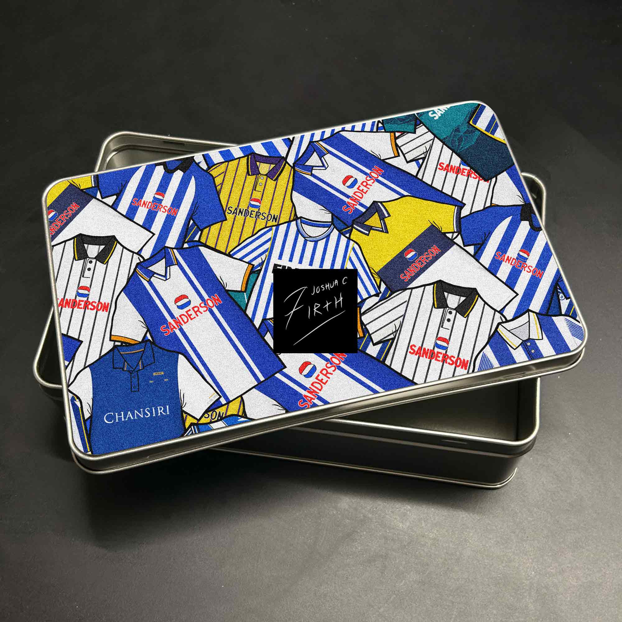 Sheff Wed Inspired Football Retro Shirts Metal Sweets / Biscuit Tin