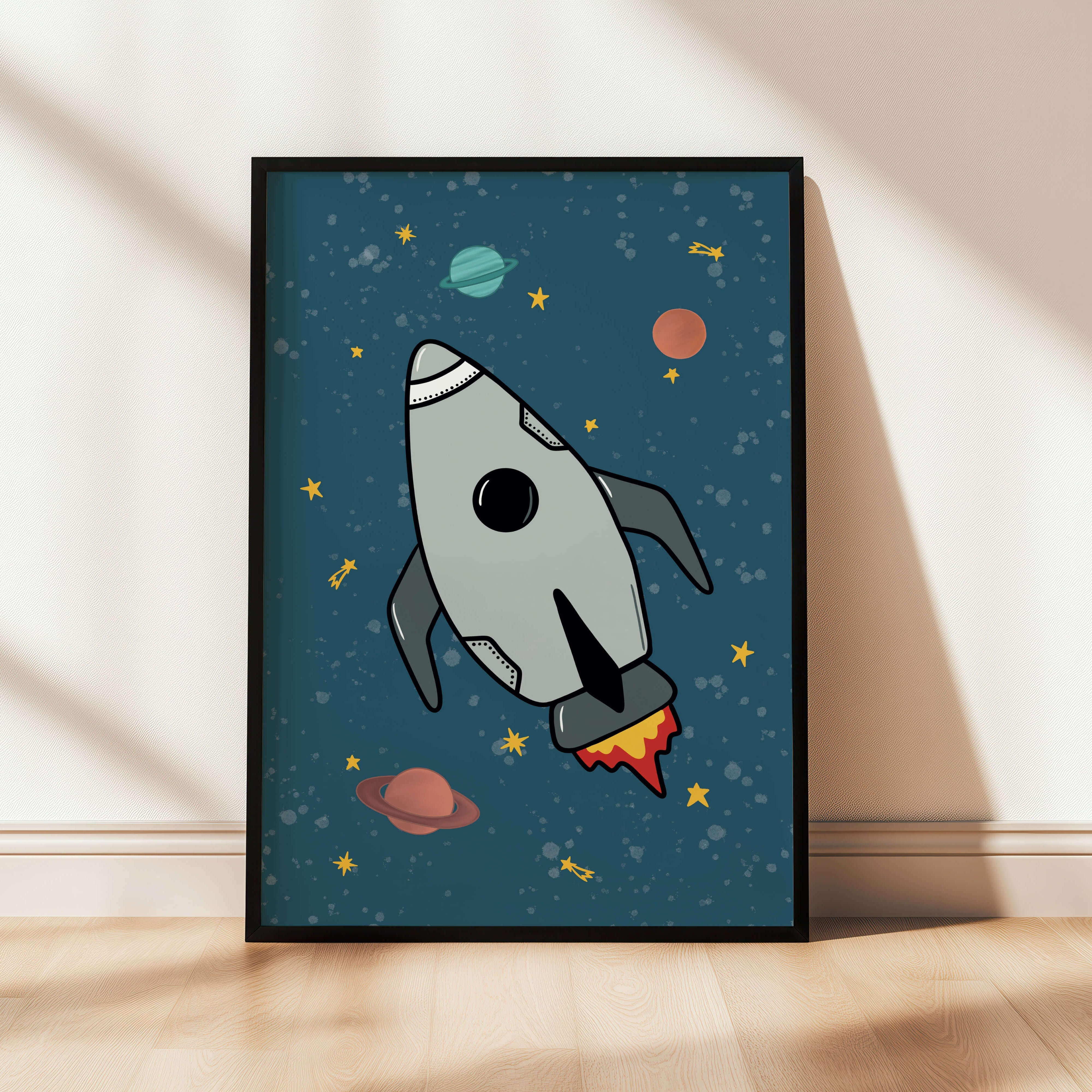 Space Rocket 1 print - blue background