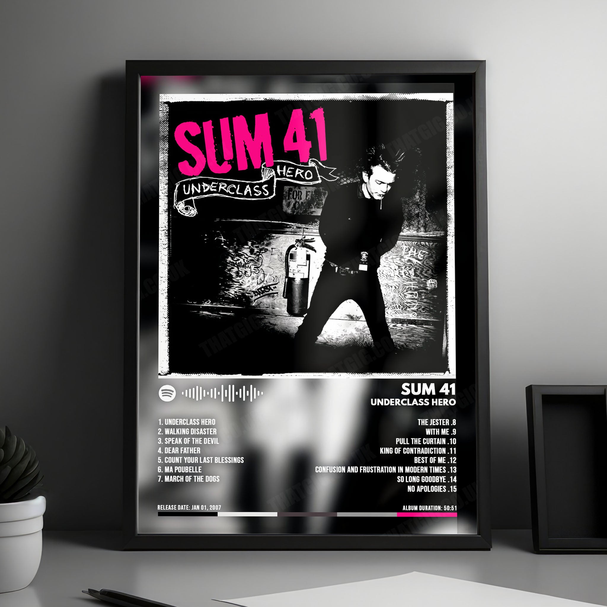 Sum 41 "Underclass Hero " Album Cover Poster - with Complete Tracklist