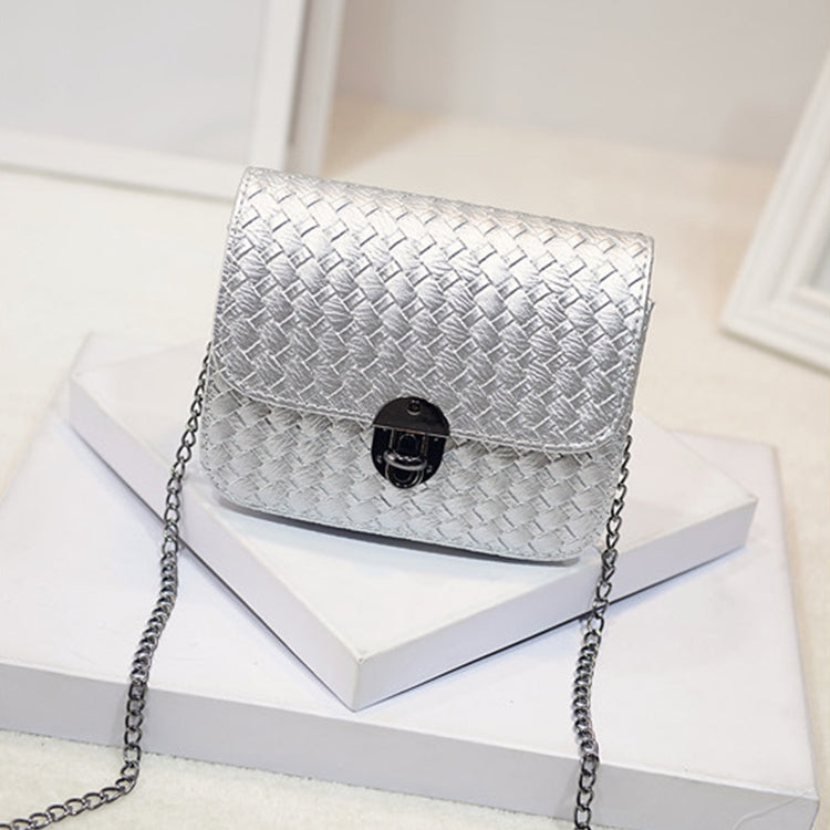 Chain Handbags Tide Small Square Package Women Shoulder Bag Messenger Bag(Silver)