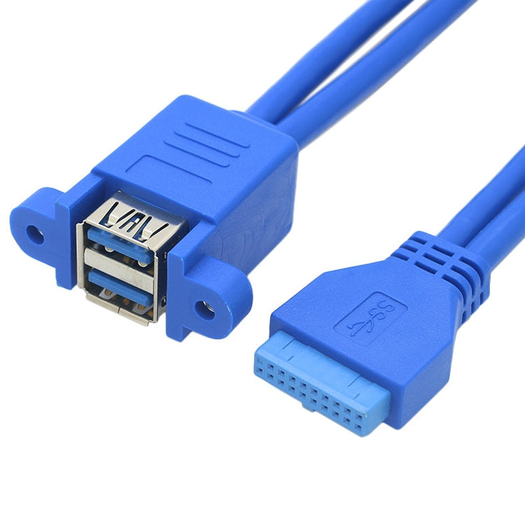 Motherboard 20pin Turn Double USB3.0 Extension Cable with Ear Baffle Cable, Blue