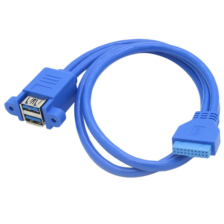 Motherboard 20pin Turn Double USB3.0 Extension Cable with Ear Baffle Cable, Blue