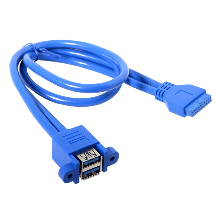 Motherboard 20pin Turn Double USB3.0 Extension Cable with Ear Baffle Cable, Blue