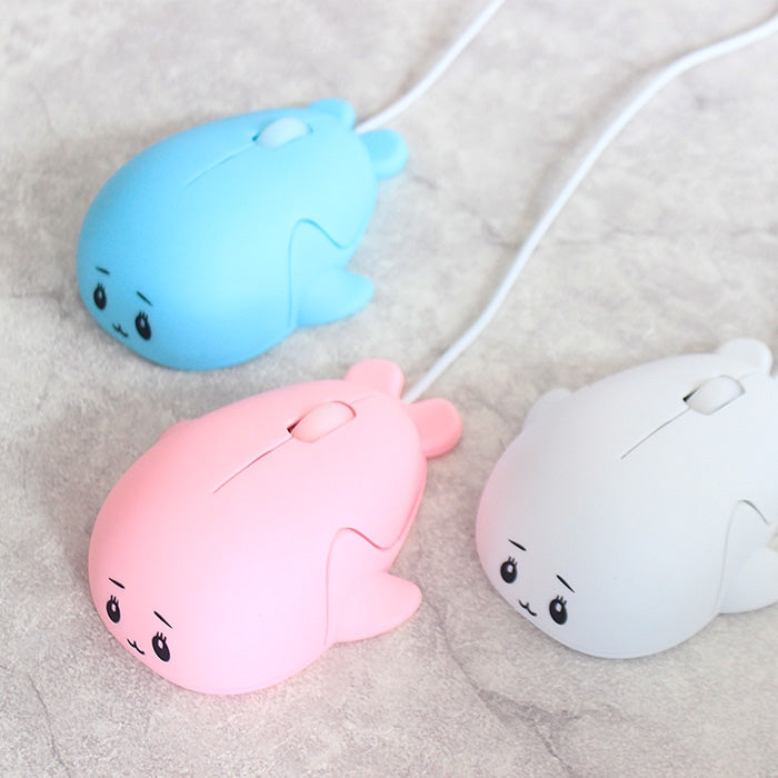 Cute Cartoon Wired Mouse Girl Office Home Laptop Mouse(Blue)