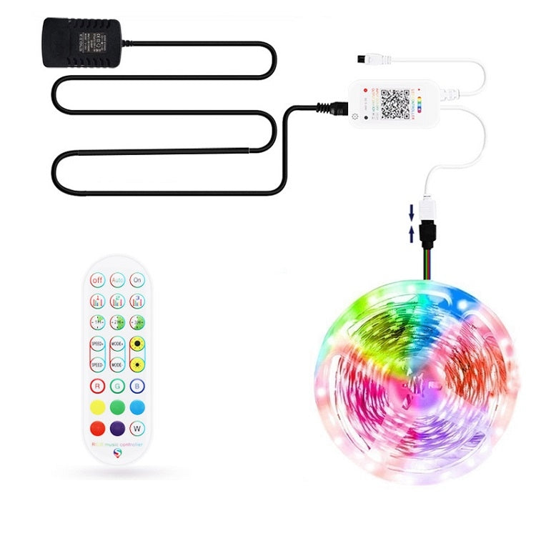 Bluetooth Suit Smart Music Sound Control Light Strip Waterproof 5050 RGB Colorful Atmosphere LED Light Strip With 24-Keys Remote Control, 30M 540 LEDs