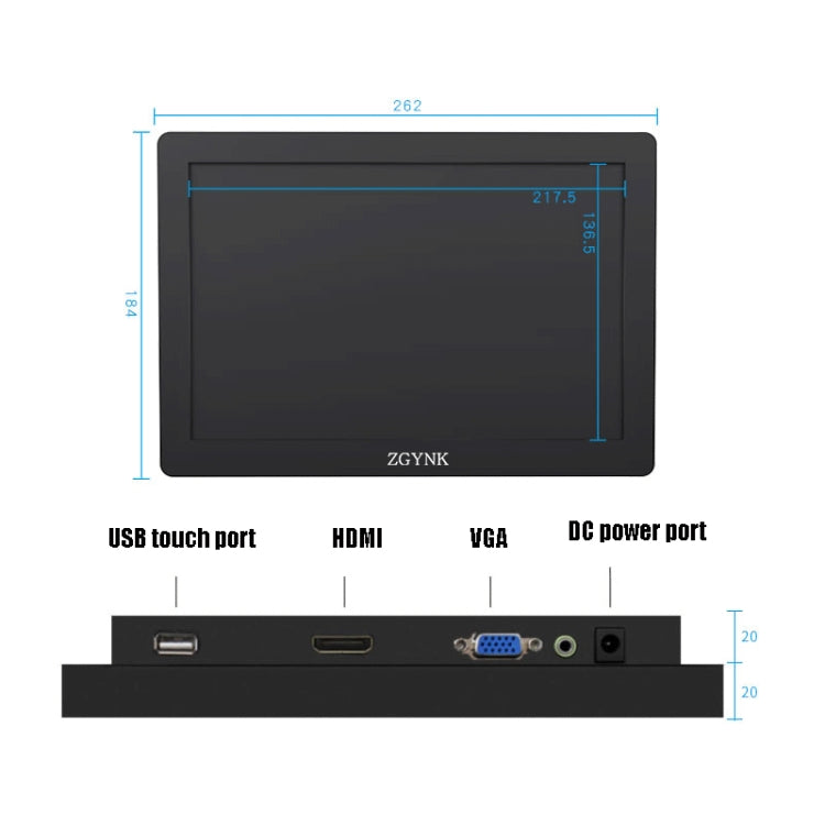 ZGYNK KQ101 HD Embedded Display Industrial Screen, 10 inch Embedded, 15.6 inch Embedded, 10 inch Resistive, 15.6 inch Resistive, 10 inch Capacitive, 15.6 inch Capacitive