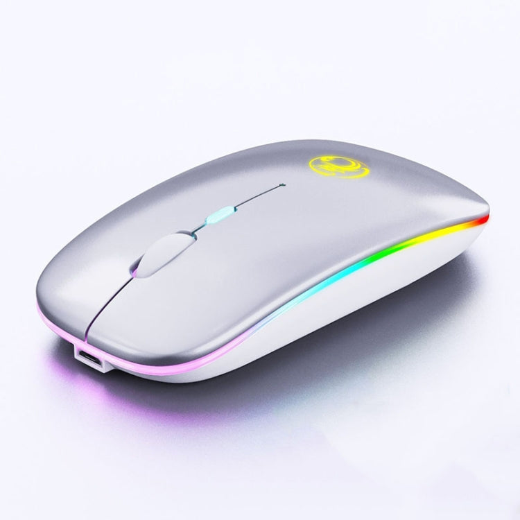 iMICE E-1300 4 Keys 1600DPI Luminous Wireless Silent Desktop Notebook Mini Mouse, Style:Dual-modes Luminous Edition(Silver)