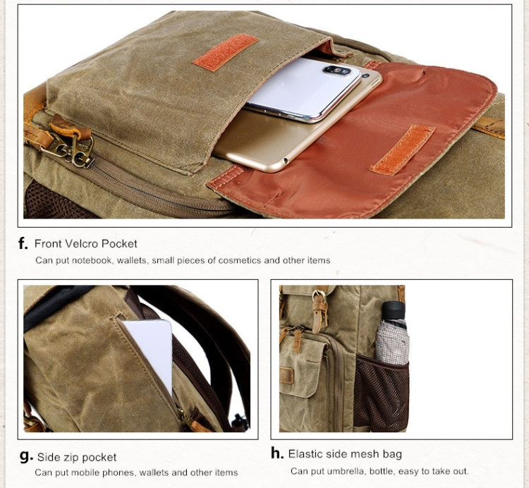 Batik Canvas Waterproof Photography Bag Outdoor Wear-resistant Large Camera Photo Backpack Men for Nikon / Canon / Sony / Fujifilm