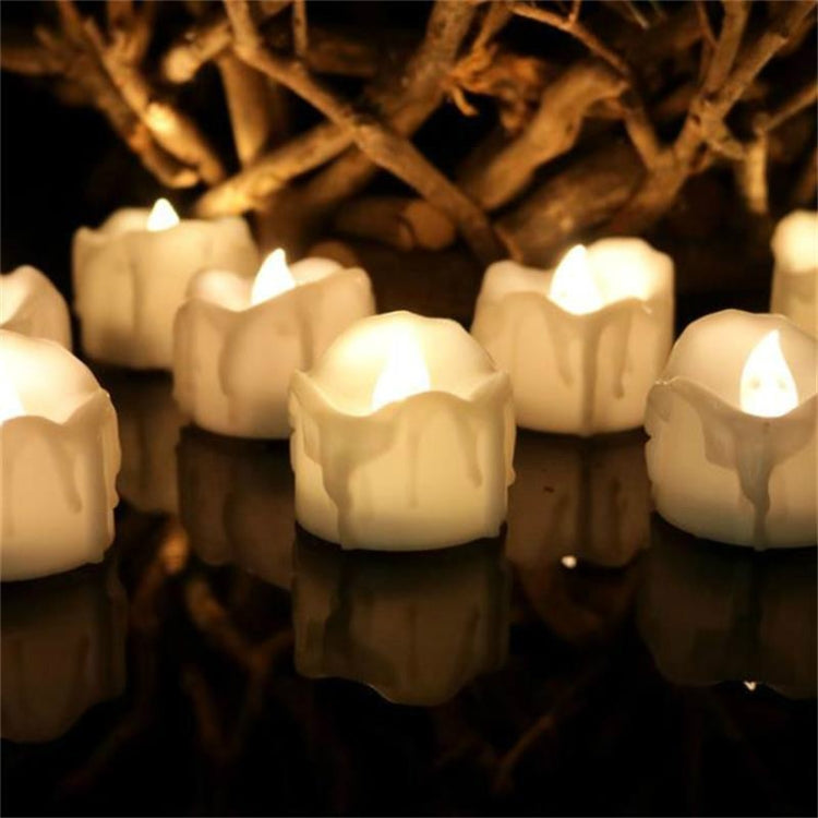 12 PCS/Box LED Candle Electronic Tea Wax Simulation Tears Electronic Candle Light Wedding Decoration Candle Light(Warm White)