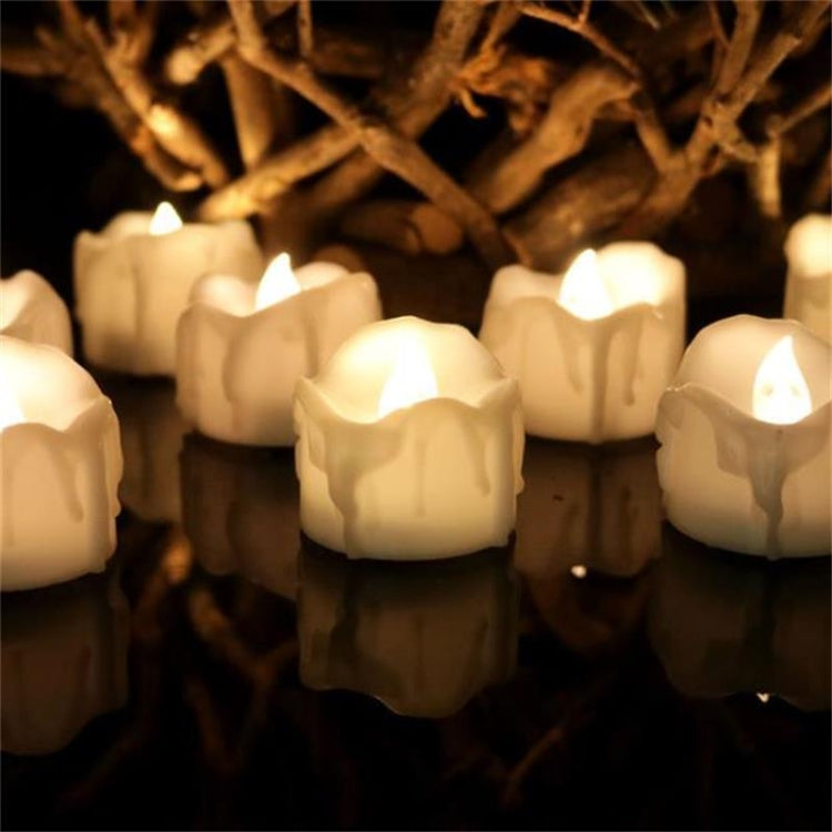12 PCS/Box LED Candle Electronic Tea Wax Simulation Tears Electronic Candle Light Wedding Decoration Candle Light(Warm White)