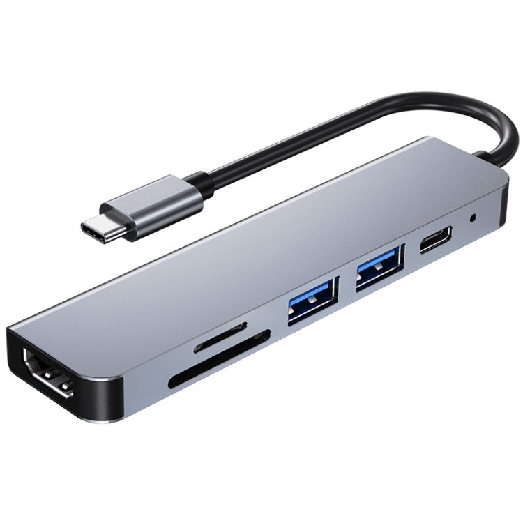 AD-033 6 In 1 USB-C / Type-C To 4K HDMI SD / TF Card Slot PD USB-C / Type-C Charging 2 USB 3.0 Ports Multifunctional HUB Docking Station