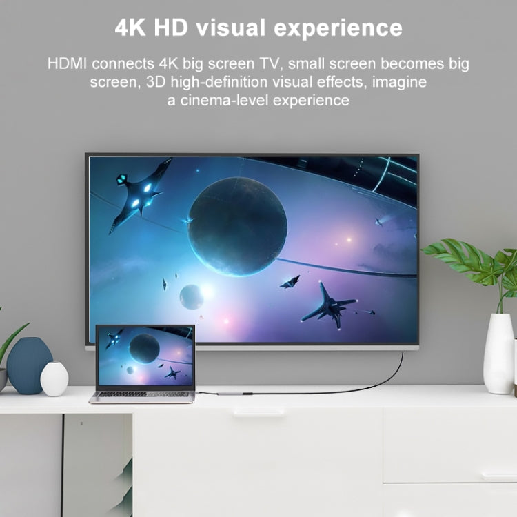AD-033 6 In 1 USB-C / Type-C To 4K HDMI SD / TF Card Slot PD USB-C / Type-C Charging 2 USB 3.0 Ports Multifunctional HUB Docking Station