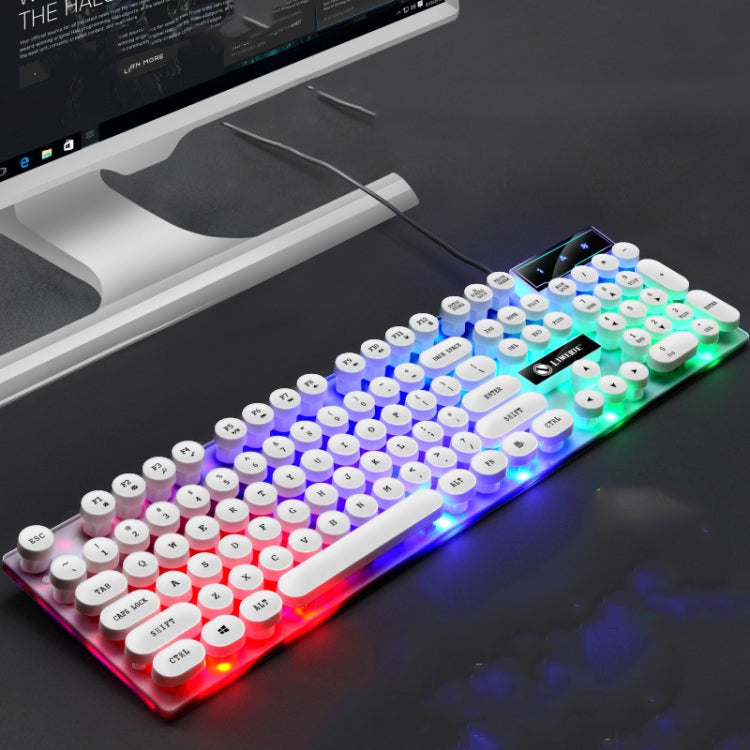 LIMEIDE GTX300 104 Keys Retro Round Key Cap USB Wired Mouse Keyboard, Cable Length: 1.4m, Punk Single Keyboard White, Punk Single Keyboard Black, Punk Set White, Punk Set Black
