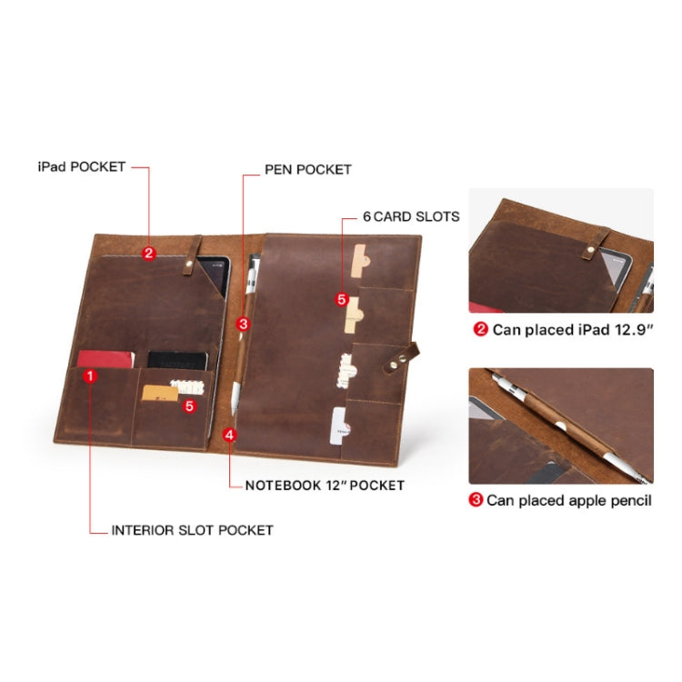 CONTACTS FAMILY CF2002 Retro Crazy Horse Texture Multifunctional Protective Cover Leather Case for iPad Pro 12.9 2020 / 2021 / 2018