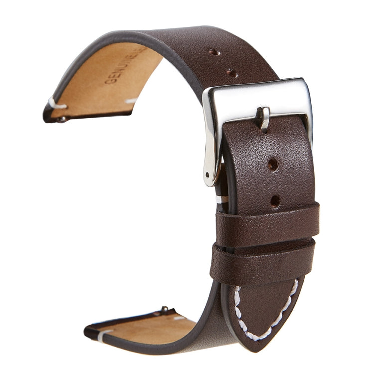 First Layer Retro Cowhide Frosted Leather Quick Release Universal Watch Band, Size: 20mm(Deep Brown)