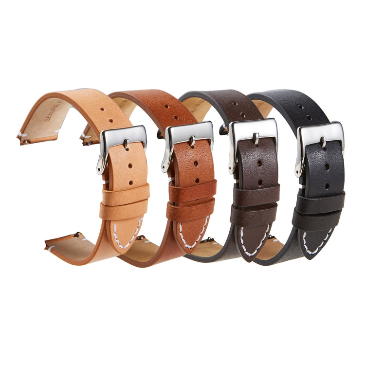 First Layer Retro Cowhide Frosted Leather Quick Release Universal Watch Band, Size: 20mm(Deep Brown)