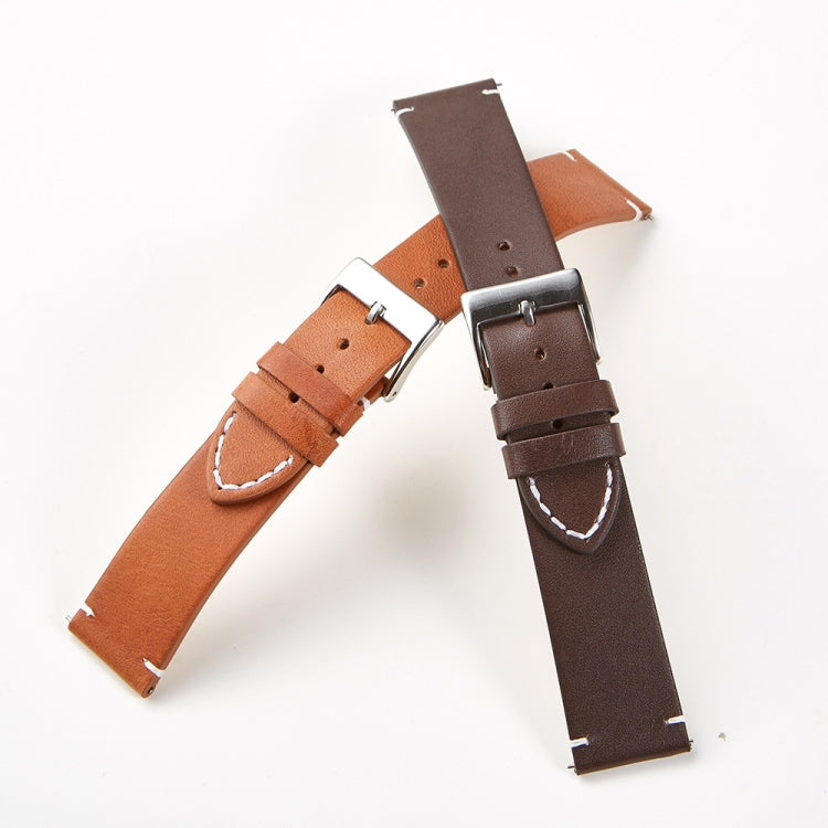 First Layer Retro Cowhide Frosted Leather Quick Release Universal Watch Band, Size: 20mm(Deep Brown)