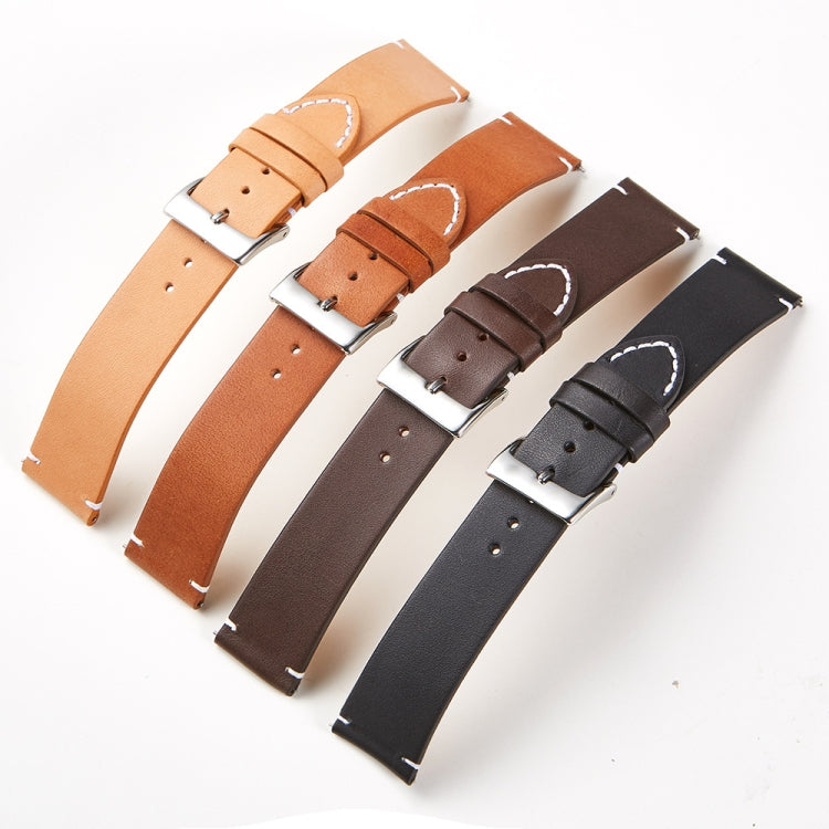 First Layer Retro Cowhide Frosted Leather Quick Release Universal Watch Band, Size: 20mm(Deep Brown)
