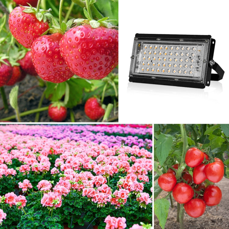 LED Plant Light Full Spectroscopy Waterproof Growth Lamp Seedlings Vegetable Filling Lamp, Power: UK Plug 96 Beads 100W(Pink Light)