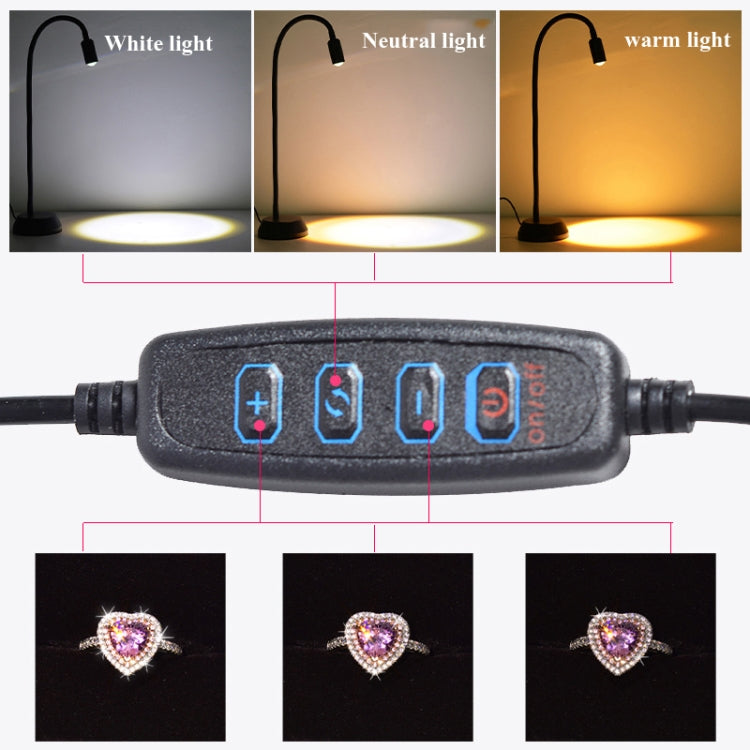 LED Jewelry Photo Spotlights Table Lamps Take Wenwan Diamond Jadeite Jade Live Lights Fill Light Spotlight Can Be Adjusted,Style: Single Head Basic Version