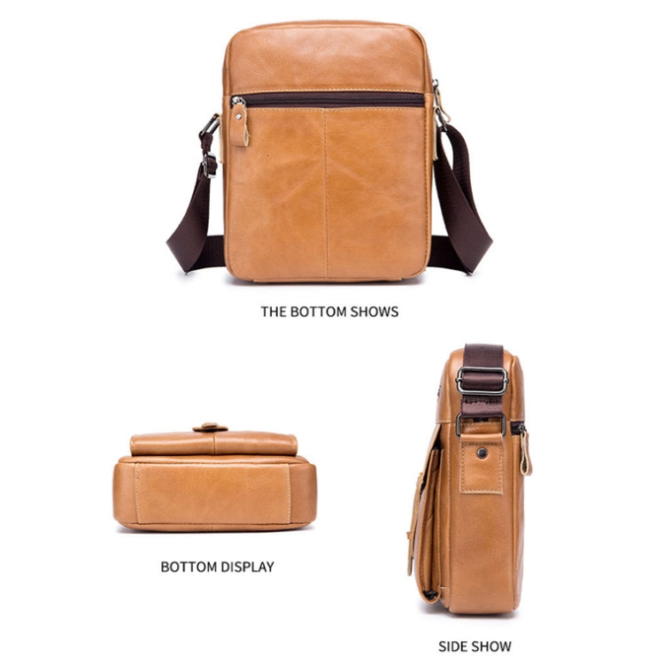 BUFF CAPTAIN 053 Men Leather Shoulder Messenger Bag First-Layer Cowhide Large Capacity Briefcase, Specification:, Large (Yellow Brown), Small (Yellow Brown), Large (Black), Small (Black), Large (Dark Brown), Small (Dark Brown)