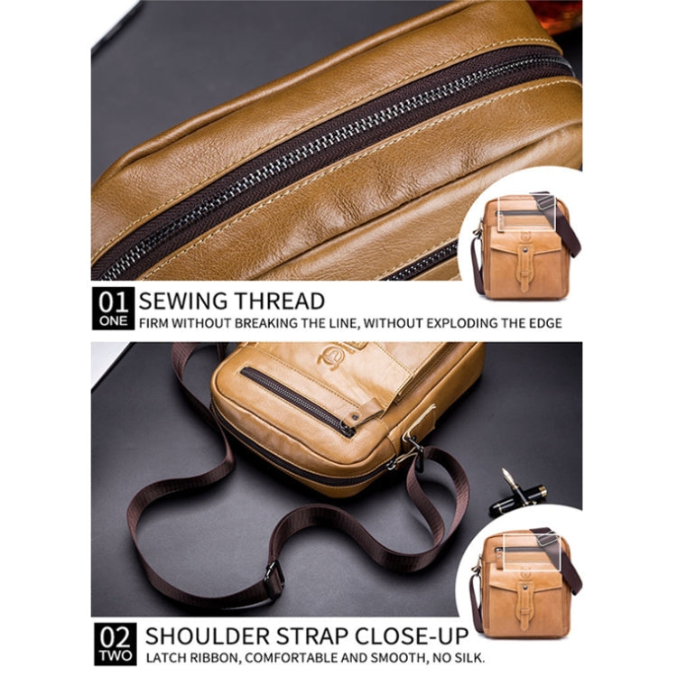 BUFF CAPTAIN 053 Men Leather Shoulder Messenger Bag First-Layer Cowhide Large Capacity Briefcase, Specification:, Large (Yellow Brown), Small (Yellow Brown), Large (Black), Small (Black), Large (Dark Brown), Small (Dark Brown)